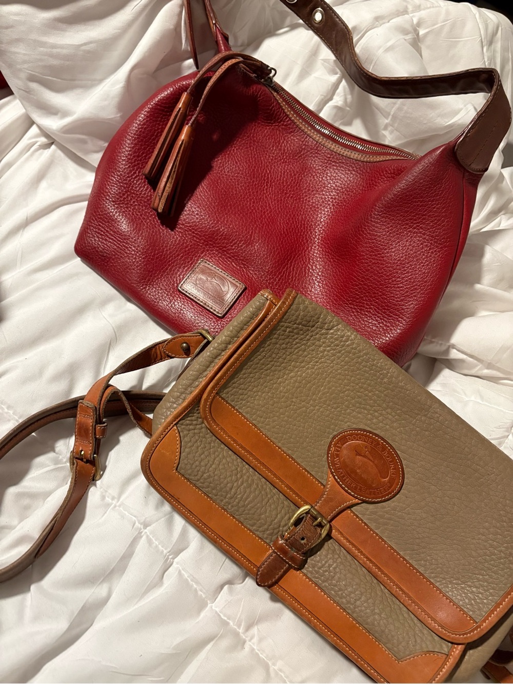 Dooney & Bourke bundle! Red Pebbled Leather Hobo Shoulder Bag with Tassel